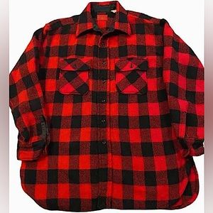 [Never Used] Vintage Sears Kings Road Red Wool Plaid Flannel Shirt Jacket L